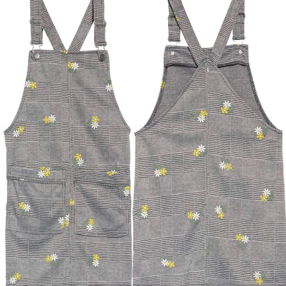 TEN SIXTY SHERMAN  Black & White with floral embroidered Plaid Jumper Size XL-16